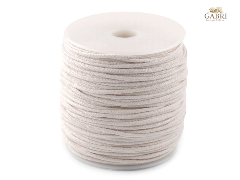 Bavlněná šňůra macrame Ø3 mm splétaná