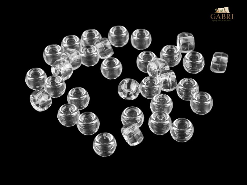 Plastové korálky s velkým průvlekem 9x6 mm