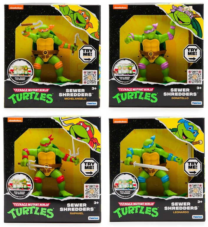 Želvy Ninja Sewer Shredders figurka akční na skateboardu zpětný chod 4 druhy