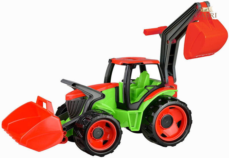 LENA Traktor se lžící a bagrem 107cm zeleno-červený plast 02081