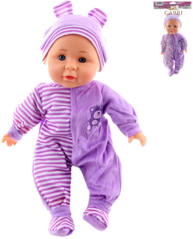 Panenka miminko 30cm fialový obleček na baterie Zvuk