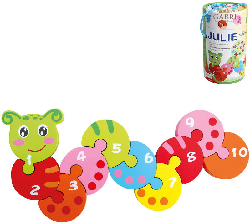 BINO DŘEVO Skládačka s čísly žížala Julie 10 dílků *DŘEVĚNÉ HRAČKY*