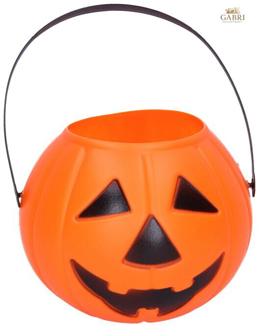 Kotlík čarodějnický dýně s rukojetí 15cm Halloween plast