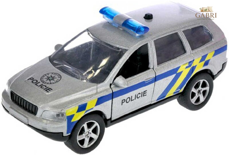 Auto kovové policie 11cm zpětný nátah CZ na baterie mluví česky Světlo Zvuk