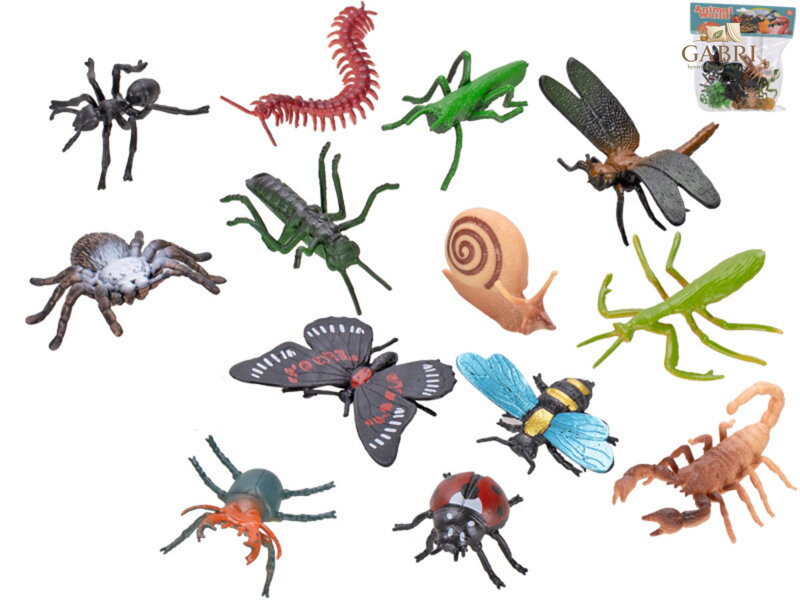 Hmyz 3,5-7cm zvířátko plastové set 13ks mix druhů v sáčku