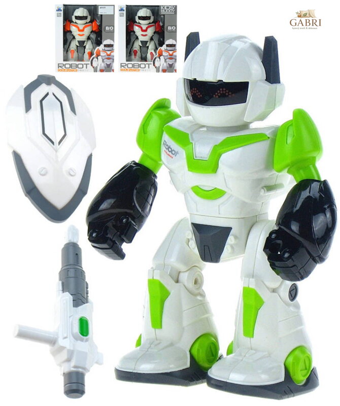 Robot Dominator bojový set se zbraní a štítem 24cm na baterie Světlo Zvuk 3 barvy