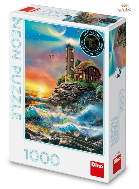 DINO Puzzle 1000 dílků Maják 47x66cm svítí ve tmě neon skládačka