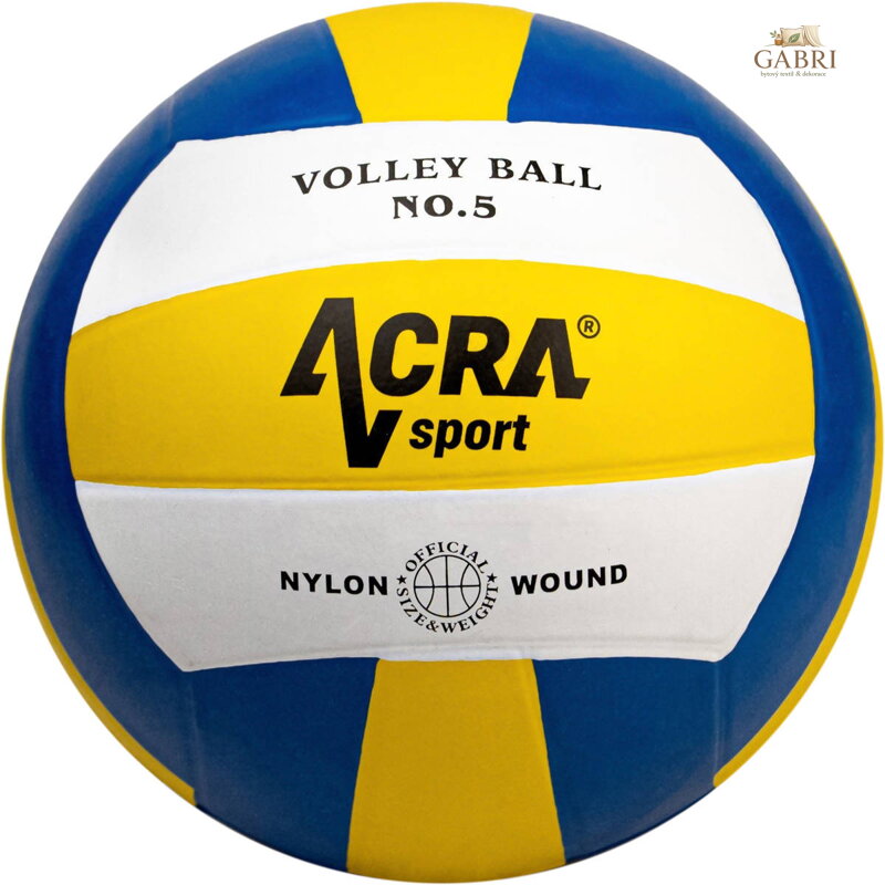 ACRA Míč volejbalový Rubber Volleyball velikost 5 bílo-žluto-modrý