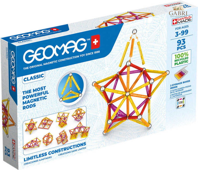 GEOMAG Classic oranžová 93 dílků Eko magnetická STAVEBNICE