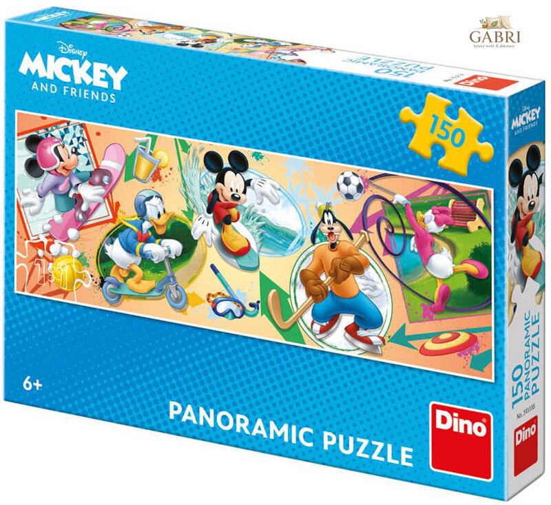 DINO Puzzle panoramatické 150 dílků Mickey s kamarády sportují 66x23cm
