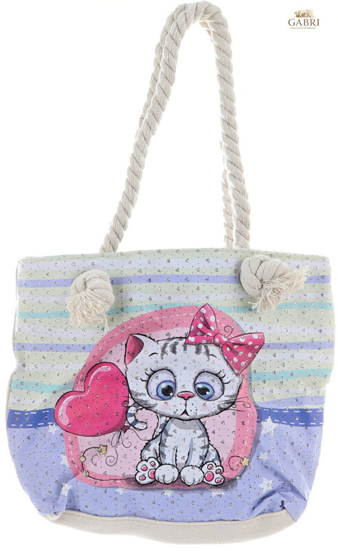 Kabelka přes rameno kočičika 28x20cm třpytivá látková taštička na zip