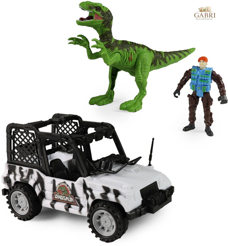 Auto terénní džíp s dinosaurem a figurkou vojáka na baterie Světlo Zvuk
