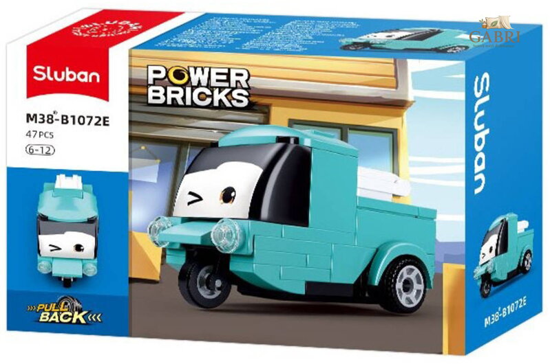 SLUBAN Power Bricks Náklaďák tyrkysový zpětný chod 47 dílků STAVEBNICE