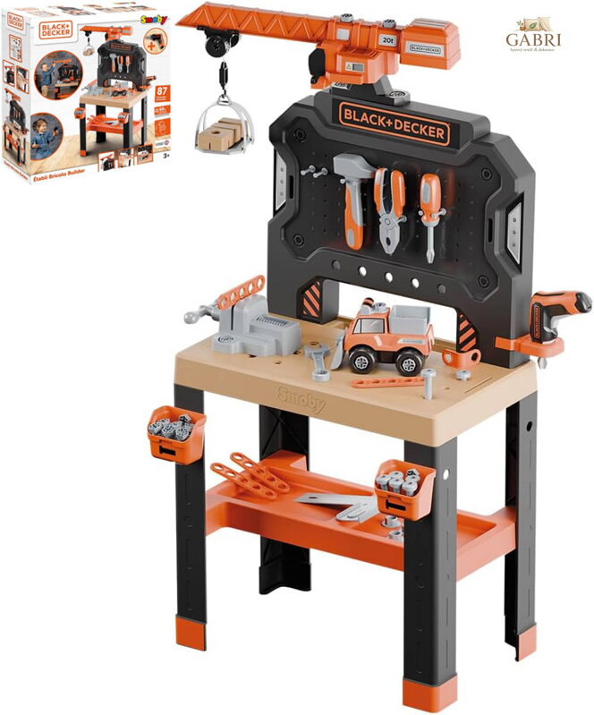 SMOBY B+D Velká pracovní dílna s jeřábem a šroubovacím autem s nářadím