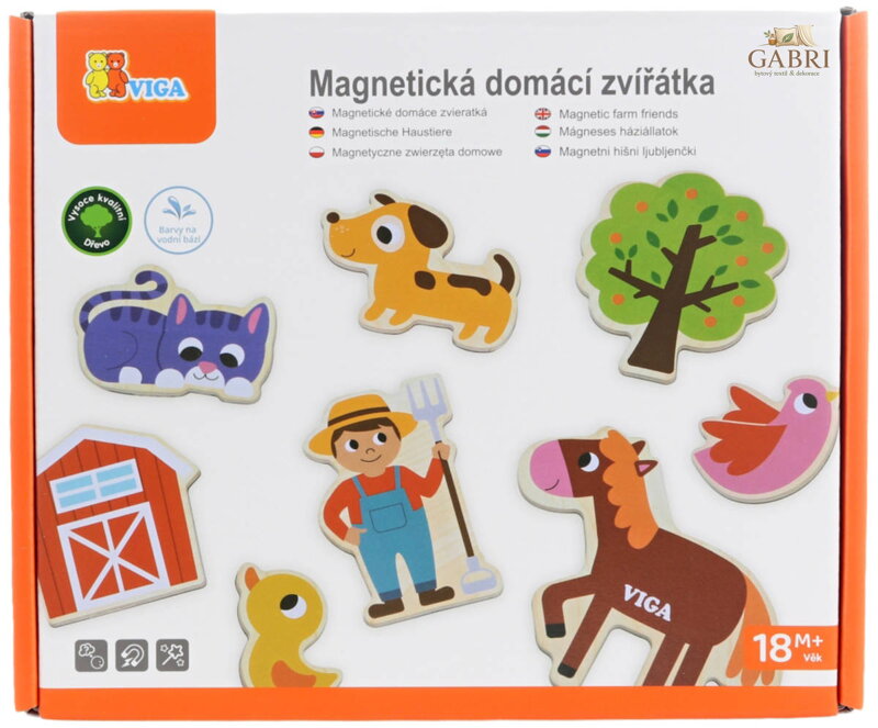 VIGA DŘEVO Magnetky baby domácí zvířátka set 20ks *DŘEVĚNÉ HRAČKY*