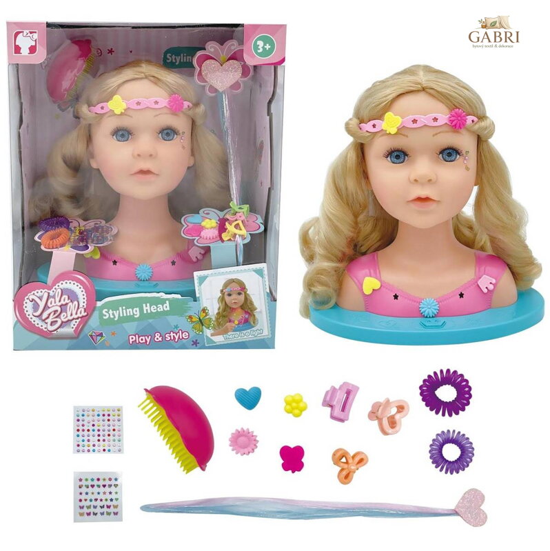 Hlava česací kadeřnický set s vlasovými doplňky na baterie Světlo
