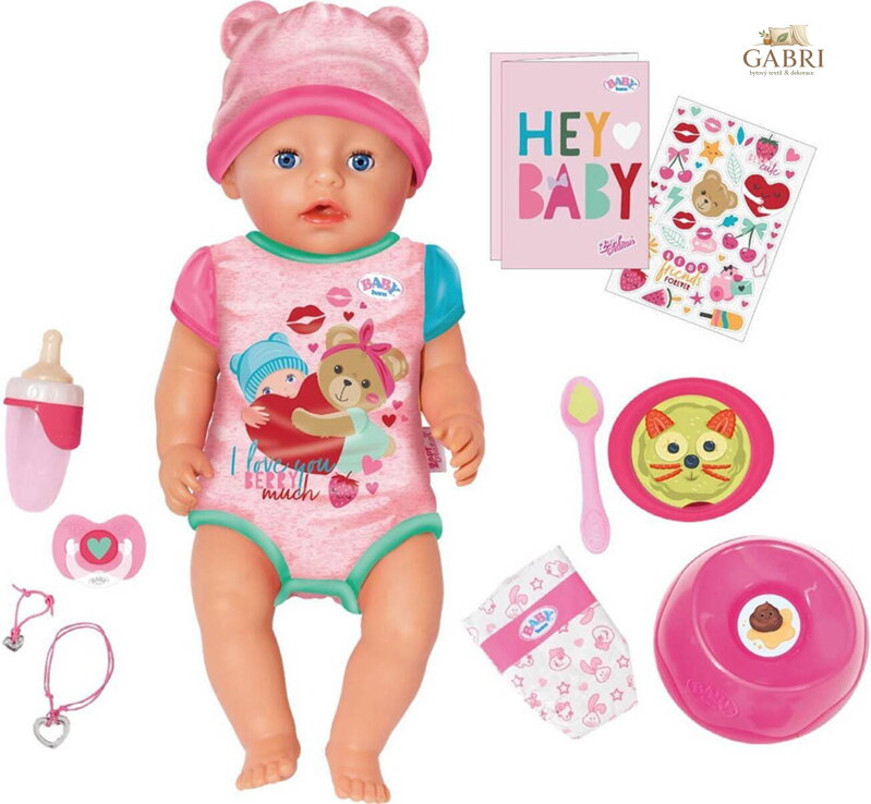 ZAPF BABY BORN Panenka miminko Emma 43cm pije čůrá set s doplňky