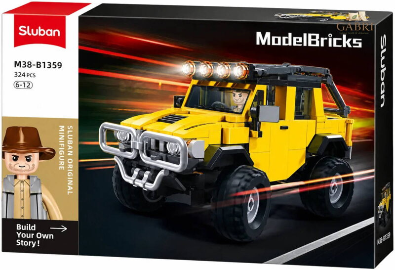 SLUBAN Model Bricks Auto off-road Wrangler 324 dílků + figurka STAVEBNICE