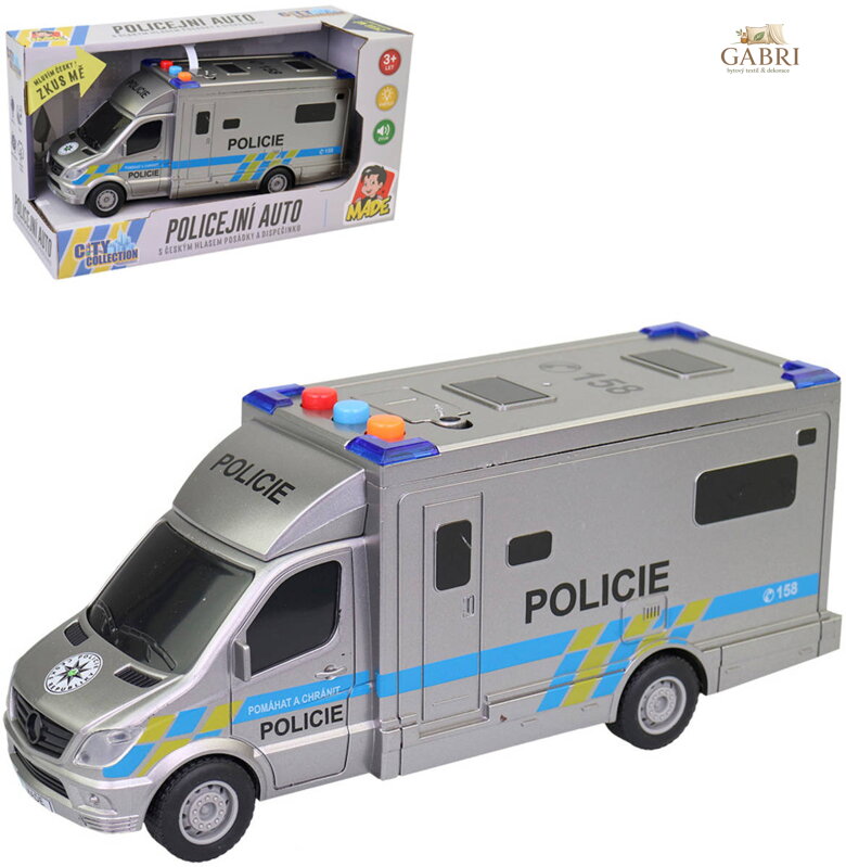 Auto policejní dodávka česká Policie na baterie Světlo Zvuk CZ plast