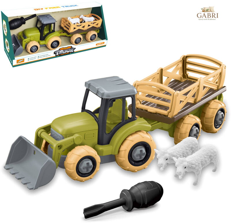 Traktor s vlekem s ovcemi montážní šroubovací set s nástrojem volný chod
