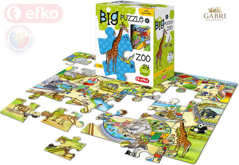EFKO Baby Puzzle BIG V ZOO velké dílky skládačka set 24 dílků 68x47cm v krabici