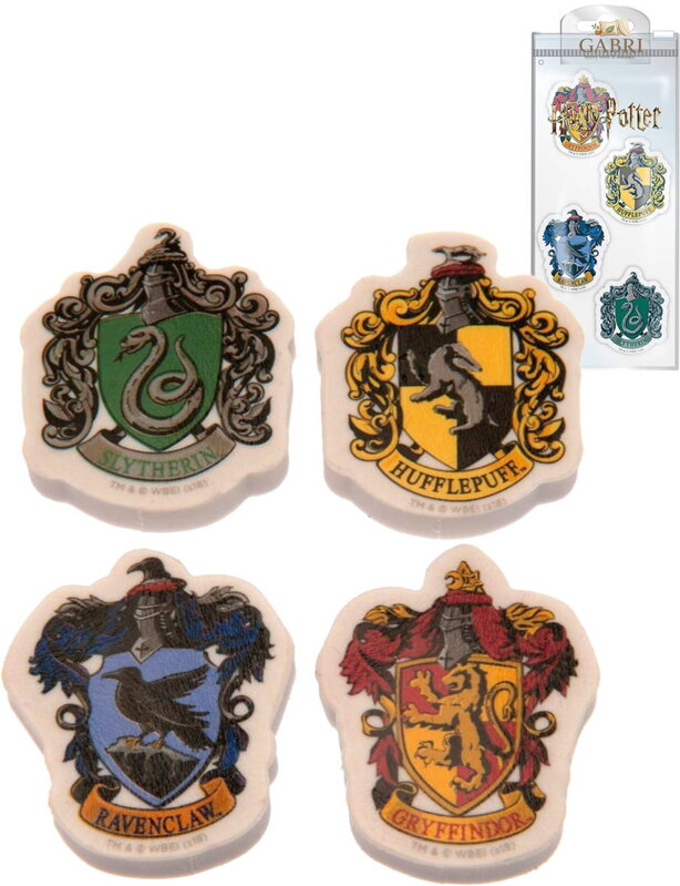 Mazaci guma tvarovaná erb kolejí Harry Potter set 4ks blister