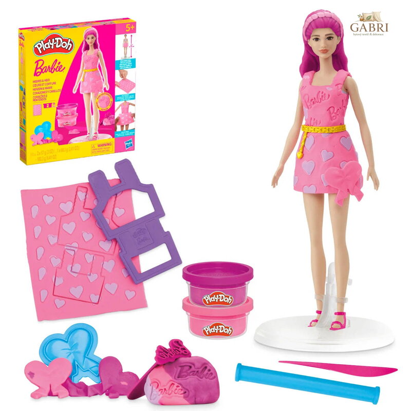HASBRO PLAY-DOH Panenka Barbie vlasy a srdce set modelína s nástroji