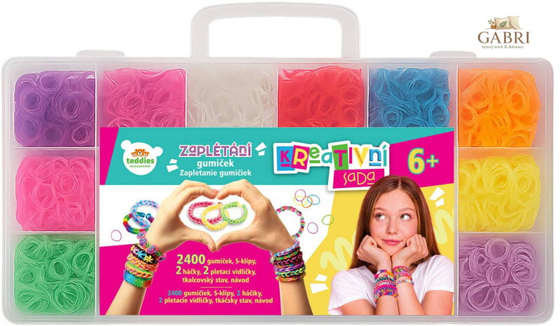 UDĚLEJ SI NÁRAMEK Gumičky LOOM BANDS 2400ks set s doplňky mix barev