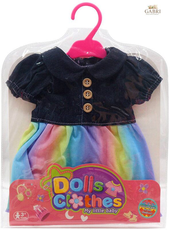 Oblečení pro panenku 35cm obleček duhové šatičky set s ramínkem