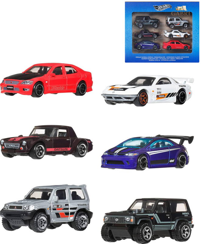 MATTEL HOT WHEELS Auto angličák Silver Series Streets Of Japan set 6ks kov