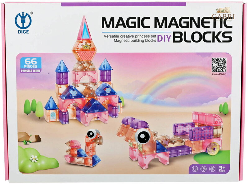 Stavebnice magnetická 66 dílků zámek princezna skládačka 3D