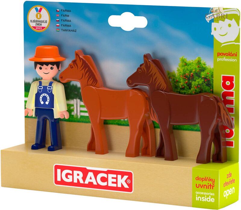 EFKO IGRÁČEK TRIO Farma set figurka kloubová + 2 koně