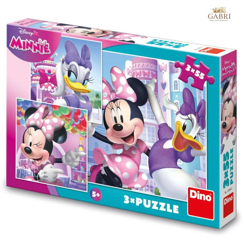 DINO Puzzle 3x55 dílků Disney Minnie a Daisy 18x18cm skládačka 3v1 v krabici
