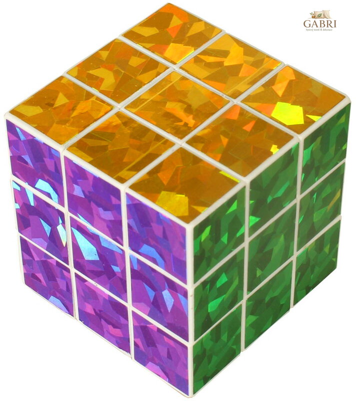 Hra Hlavolam (Rubikova) magická kostka 6,5cm metalická třpytivá 3x3x3