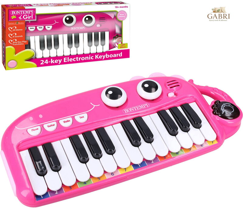 Piano dětský elektronický klavír 24 kláves keyboard na baterie Světlo Zvuk