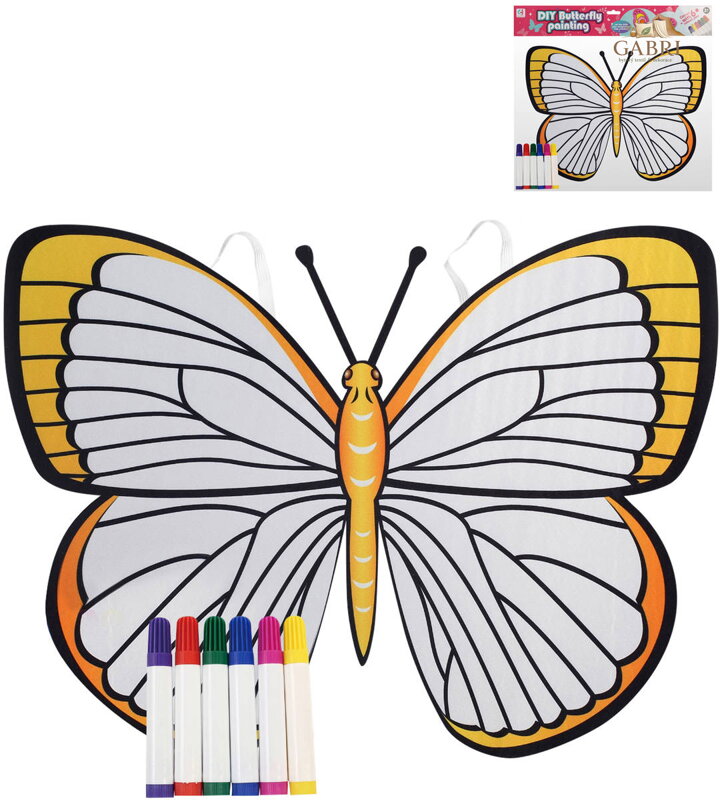 KARNEVAL Křídla motýlí na záda kreativní set s 6 fixy k vybarvení