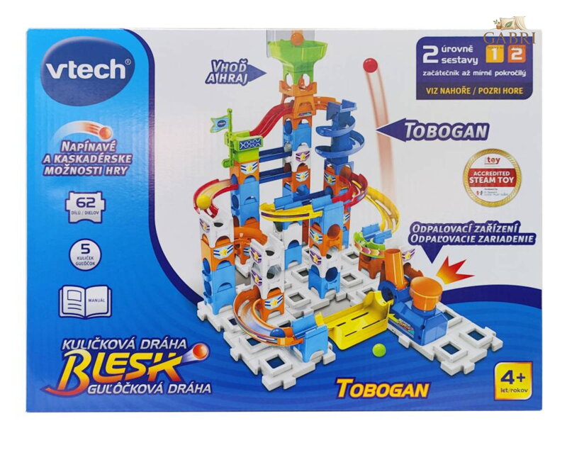 VTECH Kuličková dráha Blesk Tobogan 62 dílků stavebnice plast