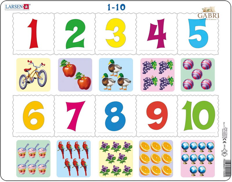 LARSEN Puzzle deskové vzdělávací Čísla 1-10 10 dílků