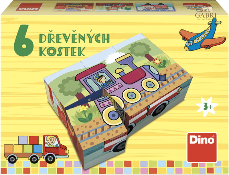 DINO DŘEVO Kubus Dopravní prostředky obrázkové kostky set 6ks