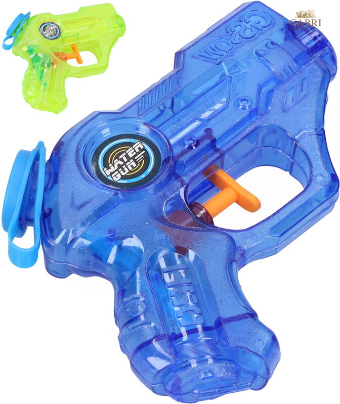 Pistolka dětská vodní stříkací 12cm průhledná na vodu 2 barvy