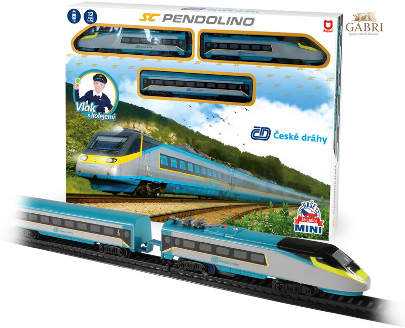 Vlak s kolejemi Mini Pendolino Naše železnice lokomotiva + 2 vagony na baterie
