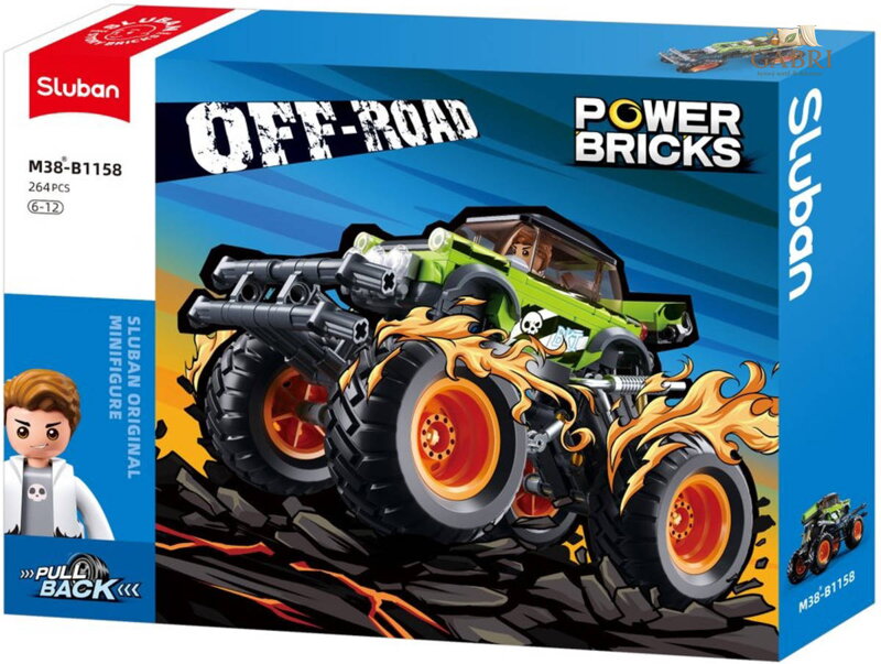 SLUBAN Power Bricks Auto off-road zelený zpětný chod 264 dílků STAVEBNICE