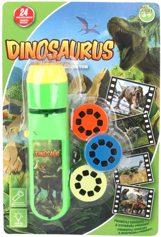 Baterka dětská svítilna a projektor Dinosauři 2v1 na baterie Světlo
