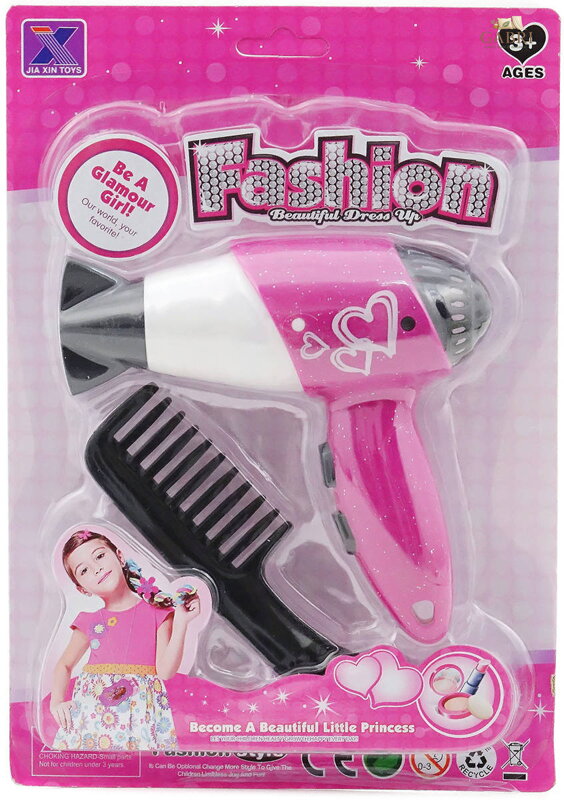 Kadeřnický dětský herní set fén s hřebínkem na baterie 2 barvy