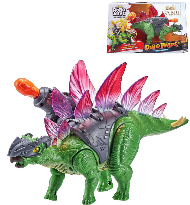 ZURU Robo Alive Stegosaurus chodí střílí svítí ve tmě na baterie Světlo Zvuk