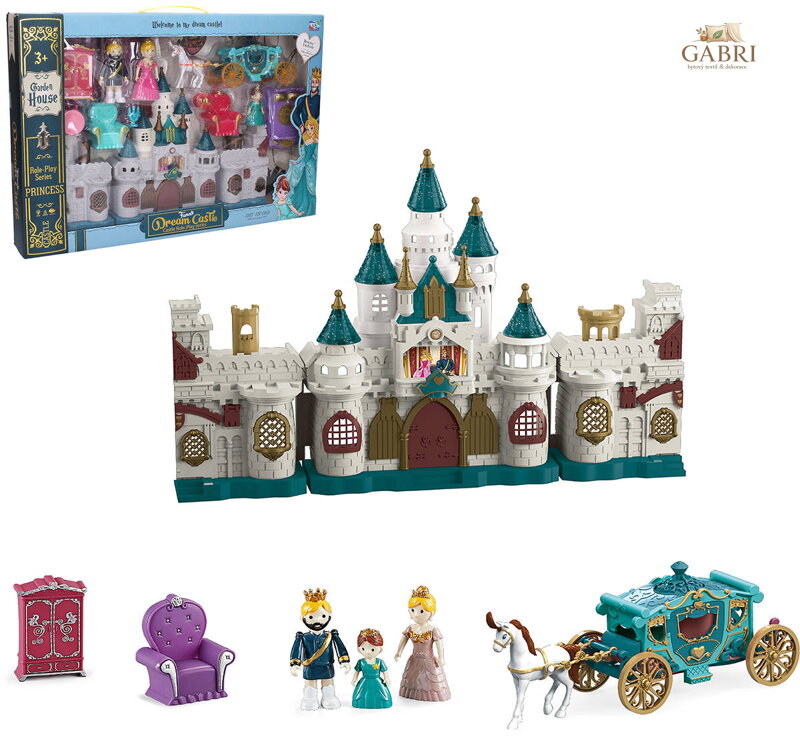 Hrad Princezna set s kočárem a koněm s doplňky na baterie Světlo Zvuk