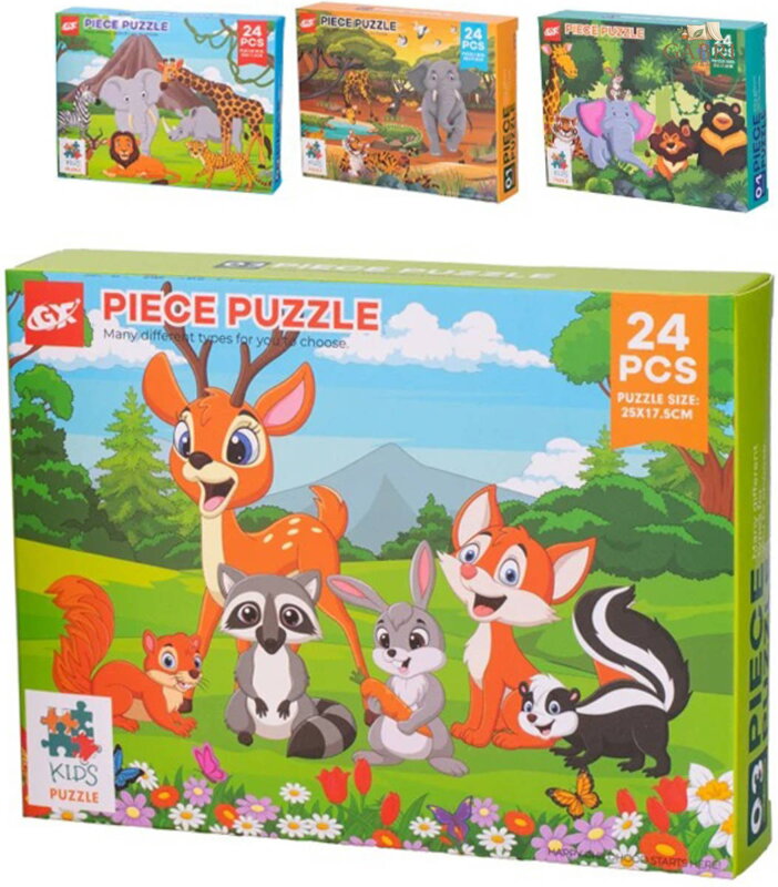 Puzzle Zvířátka 25x18cm 24 dílků skládačka 4 druhy