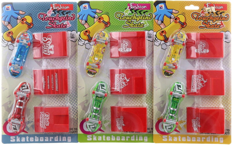 Skateboard prstový 2ks set se 3 rampami na baterie Světlo 3 druhy