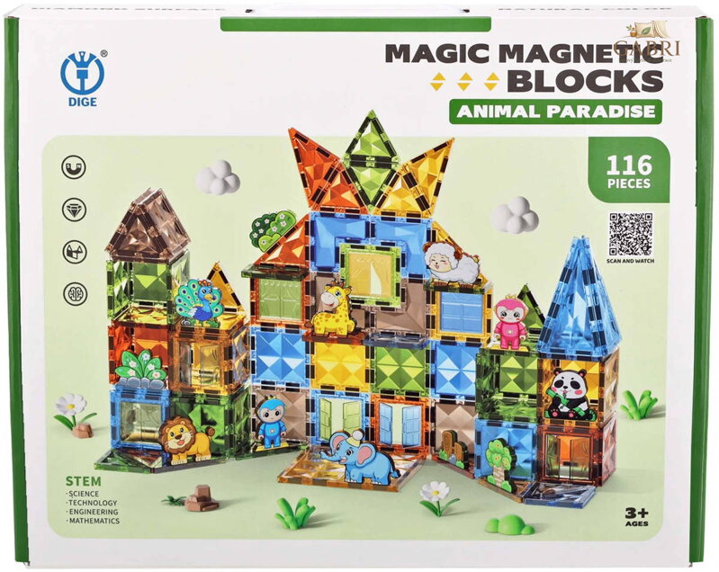 Stavebnice magnetická 116 dílků dům se zvířátky skládačka 3D Diamond