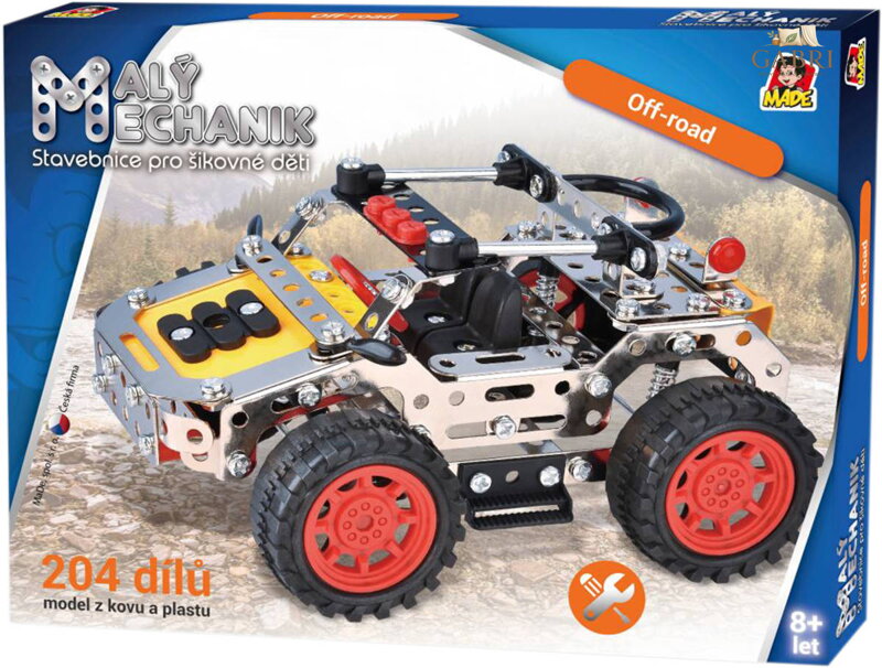 MALÝ MECHANIK Auto off-road 204 dílků kovová STAVEBNICE typu Merkur